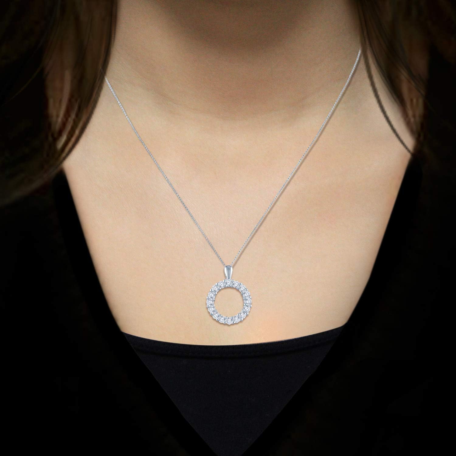 Diamond Wish Sterling Silver Round Diamond Circle of Life Pendant Necklace (3/8 cttw, O.White Color, I2-I3 Clarity) with 18" Chain