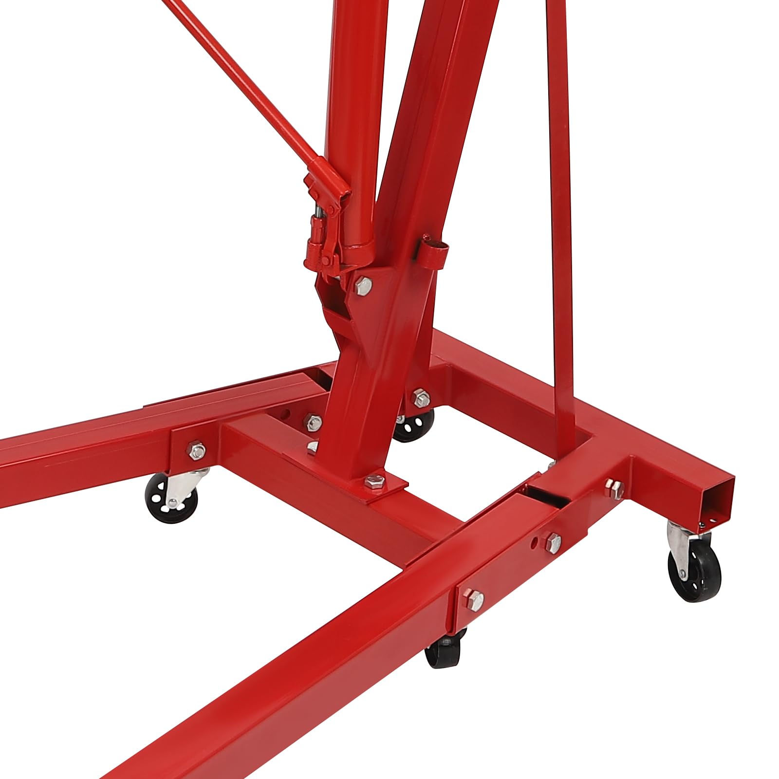 Sollevatore motore pieghevole 2t con 6 ruote – Carrello idraulico per officina e garage – Gru a motore con 4 livelli (0,5 – 2 t) e altezza massima 210 cm