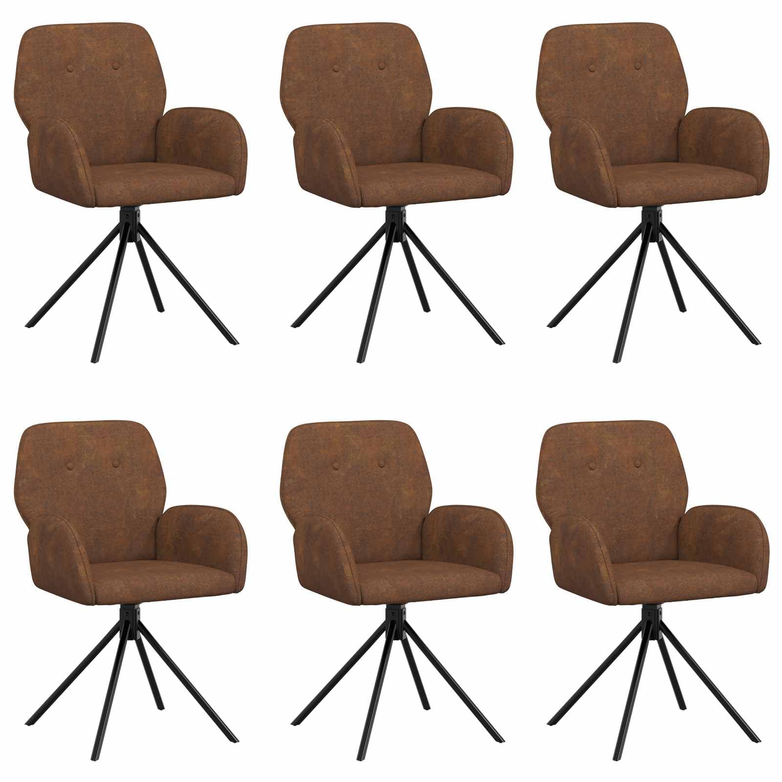 Chaises de Salle à Manger Pivotantes 6 pc Simili Daim Marron