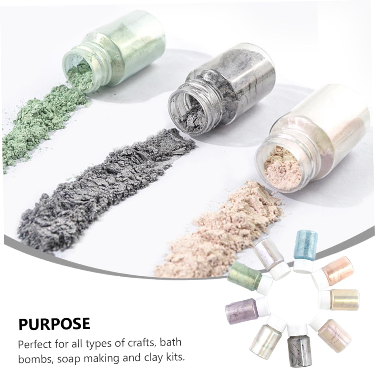 Set 9 Pigmenti Colorati in Polvere di Mica per Cosmetici Fai da Te, Pigmento Naturale per Nail Art e Trucco, Polvere per Artigianato e Miscele Personalizzate, Adatto