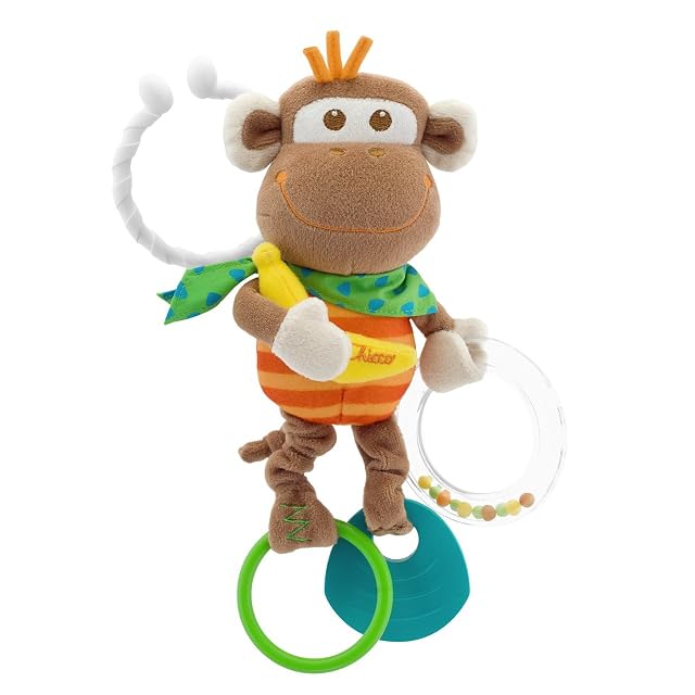 Chicco Sonajero Mono Vibrante, con Anilla Universal para Carros, Sillas de Paseo o Coche, Actividades Manuales