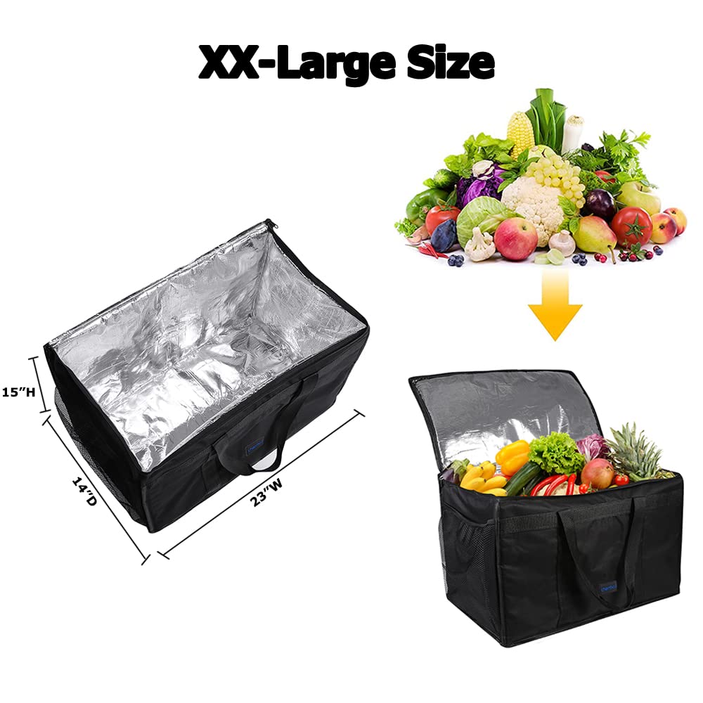 cherrboll Bolsa de entrega de alimentos aislada con bolsillos laterales, aislamiento grueso, transportador térmico comercial para restaurantes o transporte de alimentos, 23 x 14 x 15 pulgadas