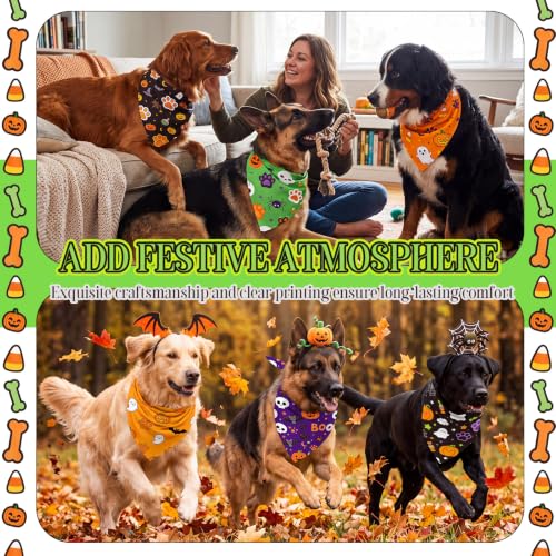 Image of Abbylike 50 Pcs Halloween Dog Bandanas Bulk Cute Dog Paw Prints Pattern