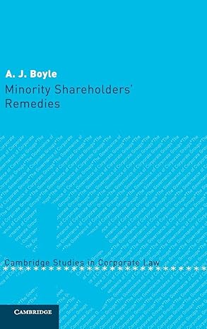 Minority Shareholders' Remedies (Cambridge Studies in Corporate Law, Series Number 2) book cover