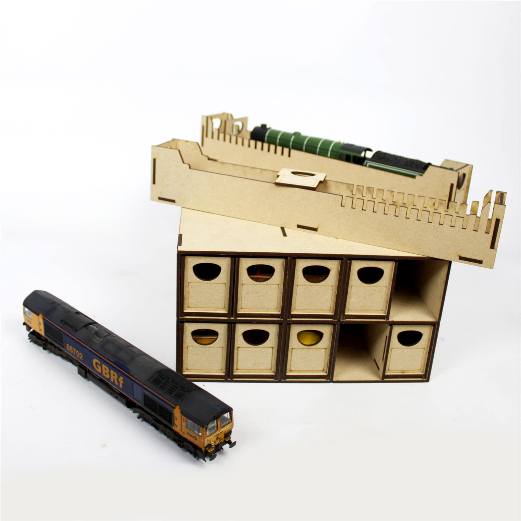 WWScenics Loco Storage Box | 10 Drawers | Model Railway MDF Locomotive Case