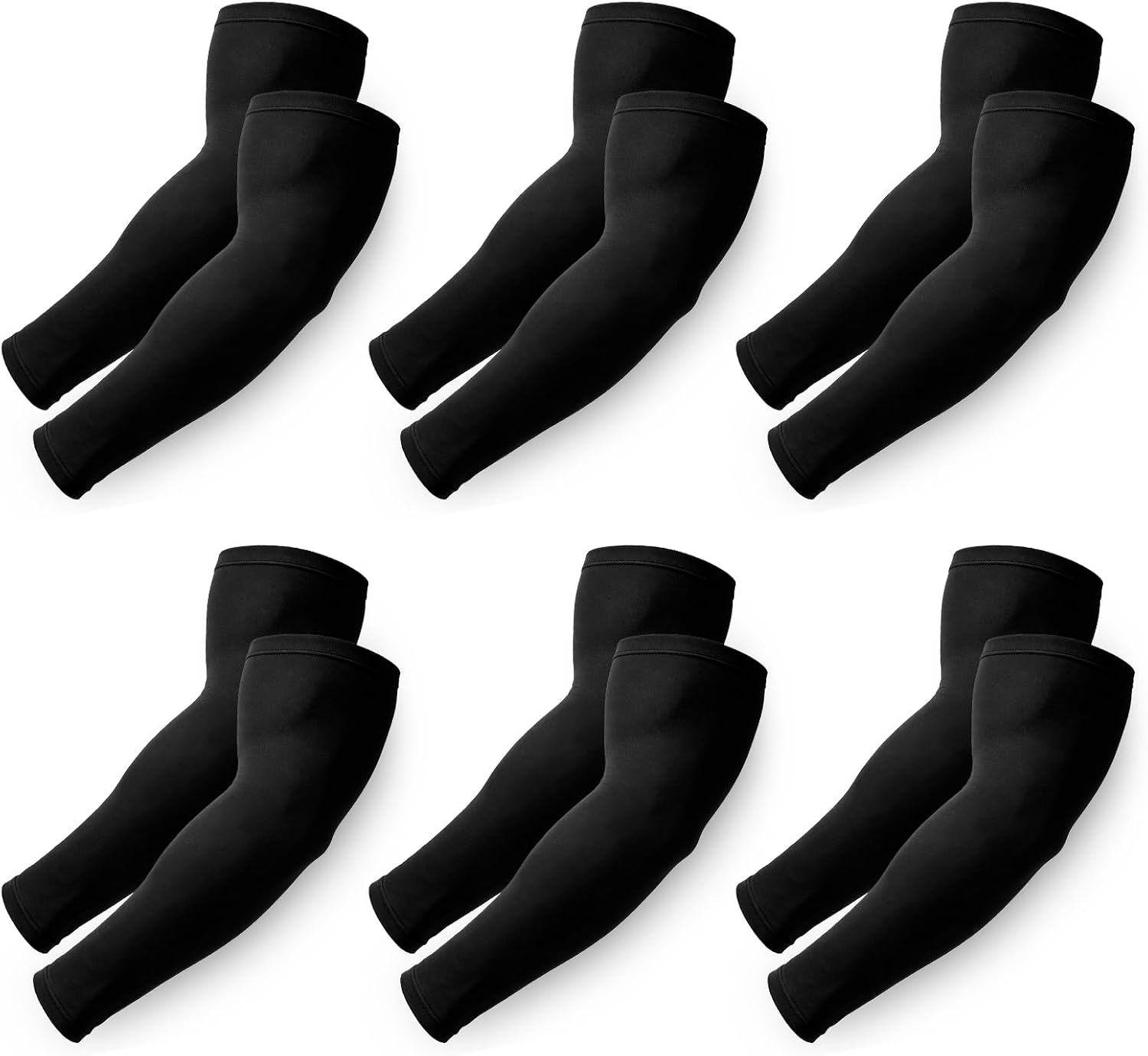 JATEBI 6 Pairs Plus Size Arm Sleeves UV Sun Protection Cooling Arm Cover Oversized Sports Compression Sleeves for Men Women