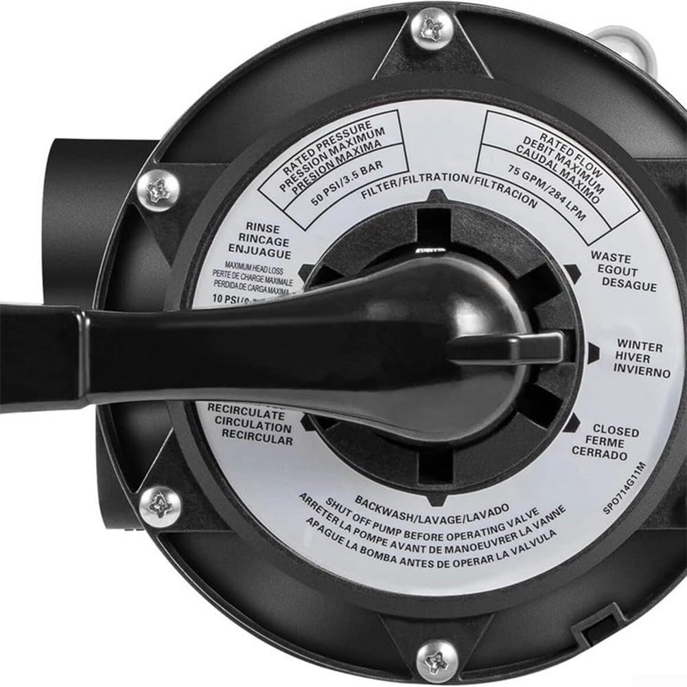 Minhe Válvula multipuerto de repuesto SP0714T de 1.5 pulgadas, montaje superior para filtro de arena Hayward Pro Series, color negro