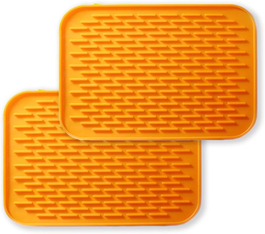 Premium Silicone Pot Holders,Trivets,Jar Openers,Spoon Rest-Heat Resistant-2 Set (Orange)