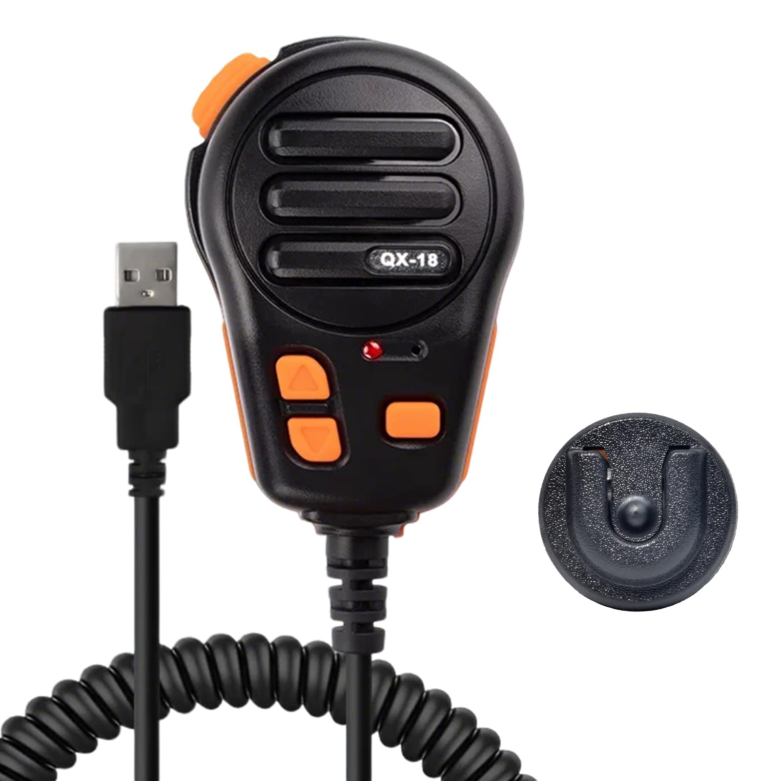 QX-18A Microphone USB-A, Micro PTT et clé programmable | pour simulateur de camion américain, PC, ordinateur portable, jeu PC avec support de microphone et logiciel de