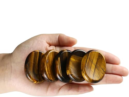 Miniatura 6 de Worry Stones - Cristal de ojo de tigre, cristales de chakra y piedras curativas, piedra de palma ovalada, piedra para el pulgar, cristales para