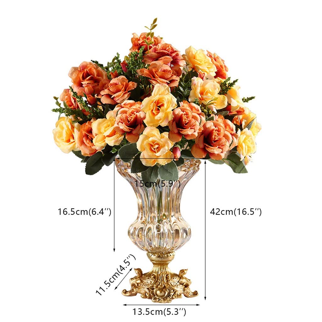 Flores Falsas Flores Artificiales Tela De Seda Flores Artificiales Estilo Europeo Juego De Jarrones De Cristal para El Hogar Boda Decoración Navideña Flor De Se