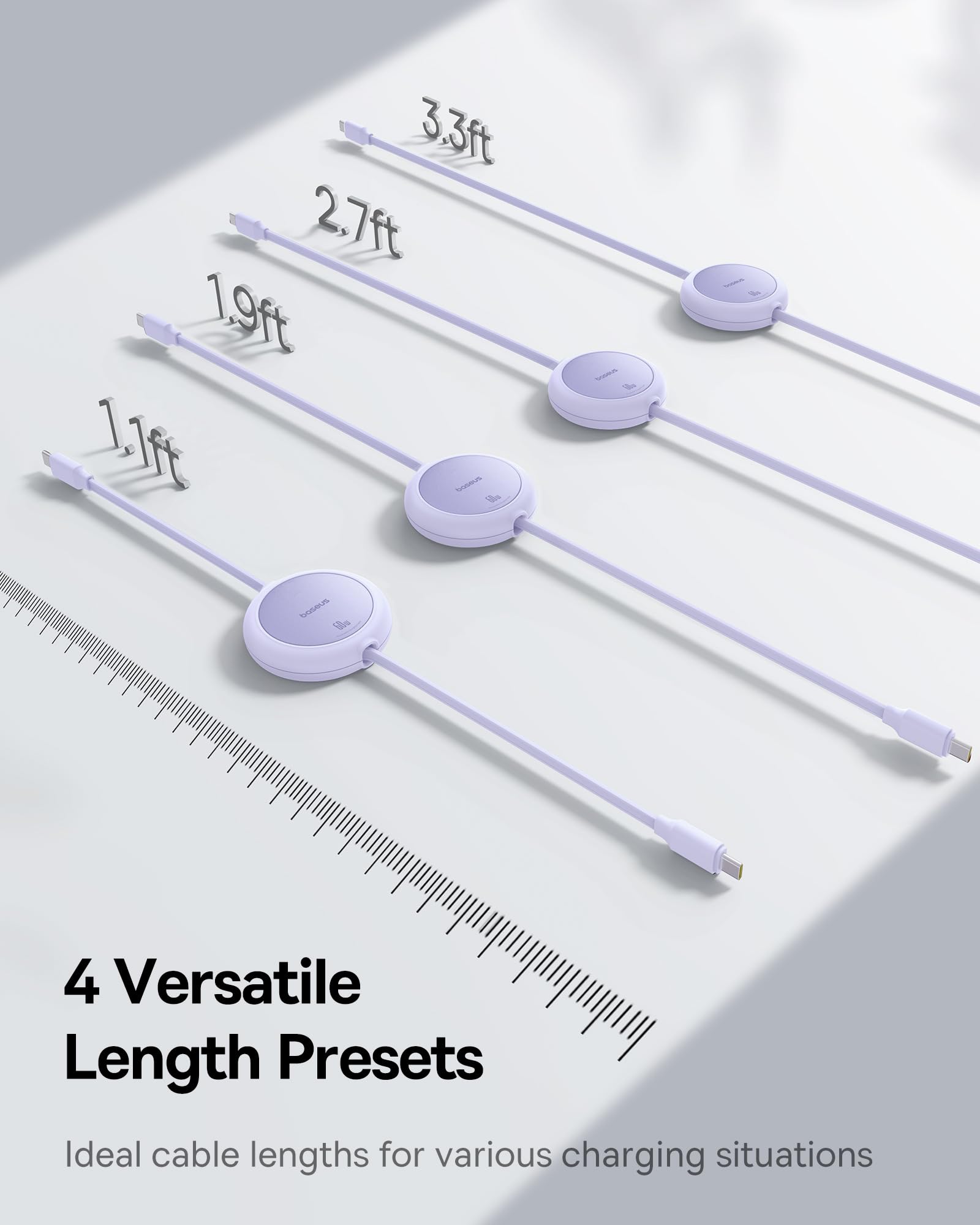 Baseus Cavo da USB C a USB C, arrotolabile, 60 W, 1 m, mini retrattile, cavo di ricarica veloce, USB C per iPhone 16, 15, 14 Pro, Samsung Galaxy S25, S24 Ultra, MacBook, iPad Pro, portatile, facile da