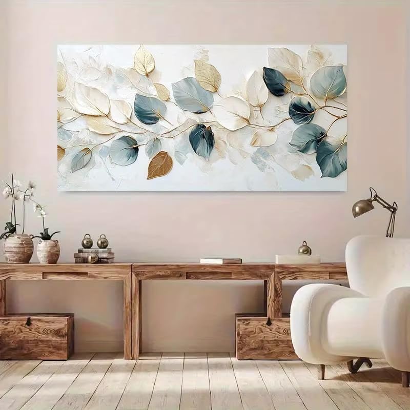LTjiajuypd Quadro moderno su tela con delicate foglie, stile minimalista per la casa (70x140 cm)