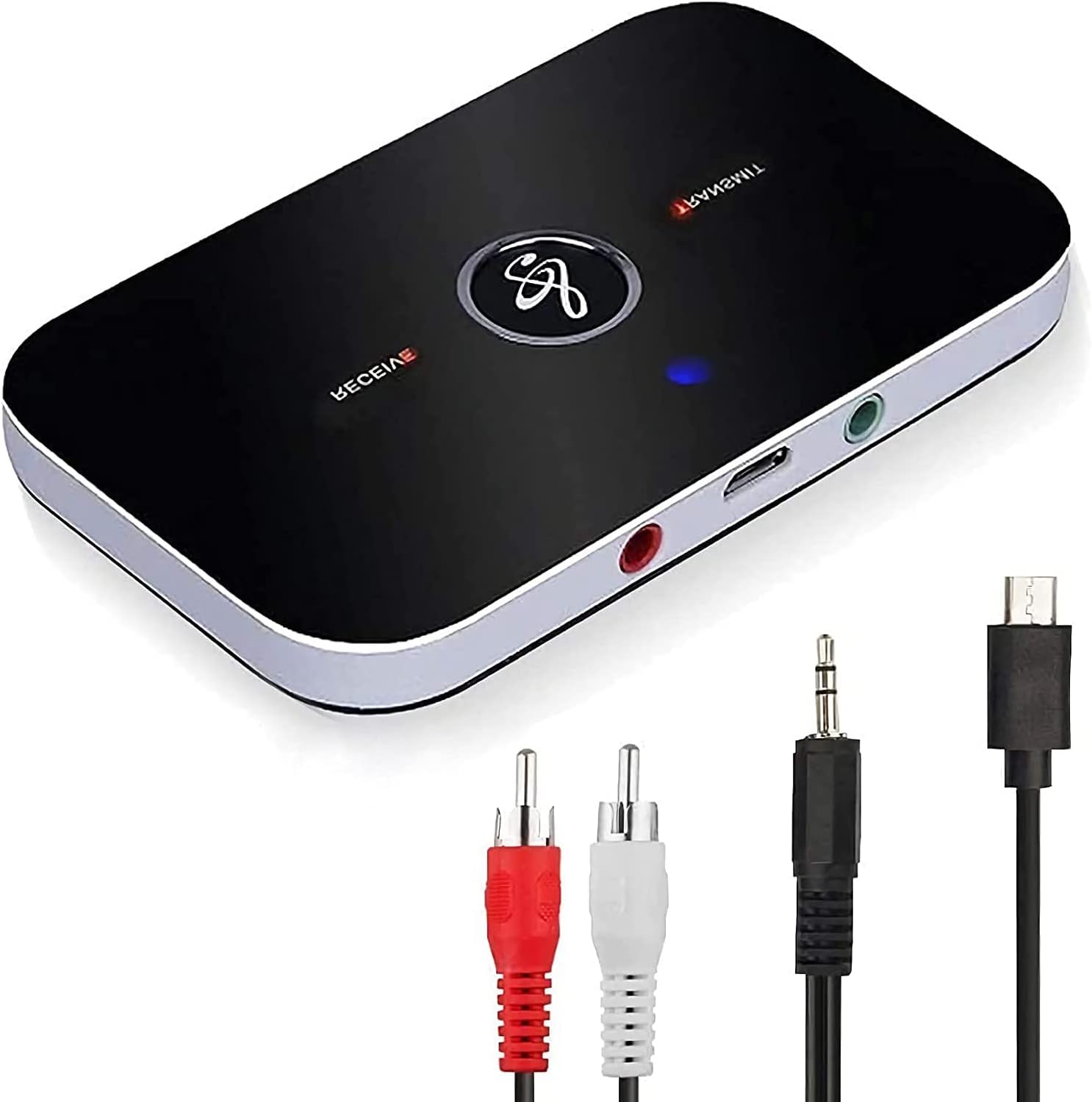 YJLX Bluetooth 5.0 Transmitter for TV,Bluetooth Transmitter and Receiver 2 in 1,Bluetooth Transmitter 3.5mm Mini Portable RCA & AUX USB 3.5mm Audio Adapter for TV/Computer/Earphone/Speaker