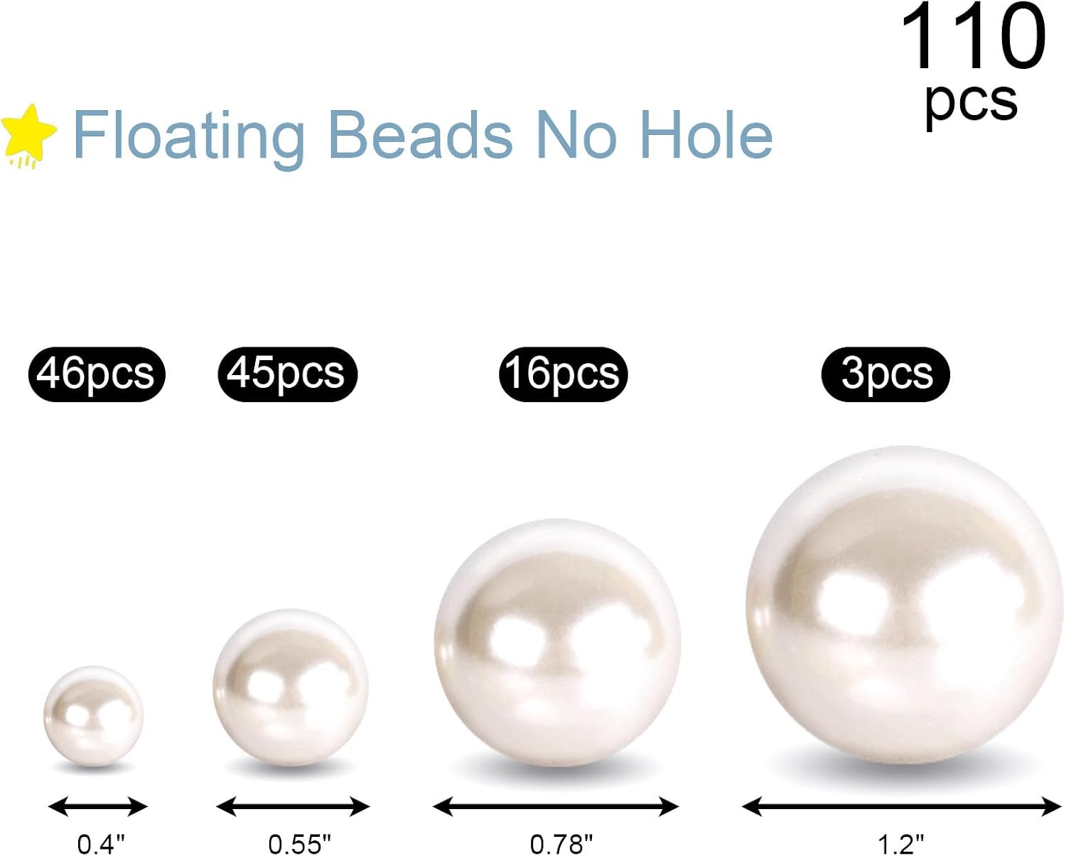 DomeStar No Hole Pearl Beads, 110PCS Ivory White Floating Beads for Centerpieces Vases Wedding Party Decor and DIY Crafts - Image 2