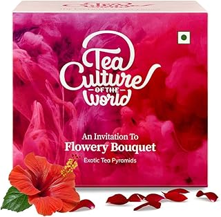 Flowery Bouquet Tea | Hibiscus Tea Bags | Calming Hibiscus & Fragrant Rose | Made with 100% Whole Leaf | Brew Hot or Cold, 16 count