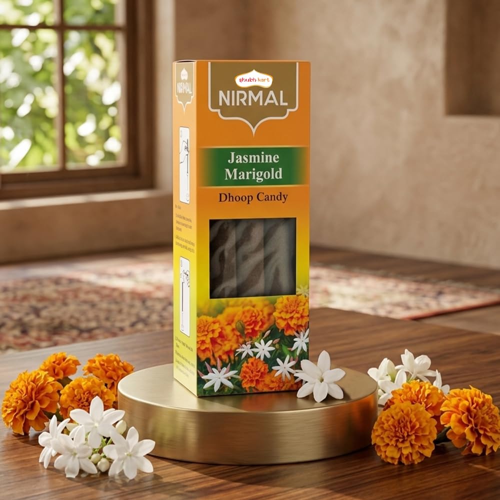 Shubhkart Nirmal Jasmine Marigold Dhoop Candy 20N | Premium Dual Fragrance Pack for Pooja, Meditation, Relaxation, Festivals & Spiritual Events | Incense for Positivity & Home Use 1