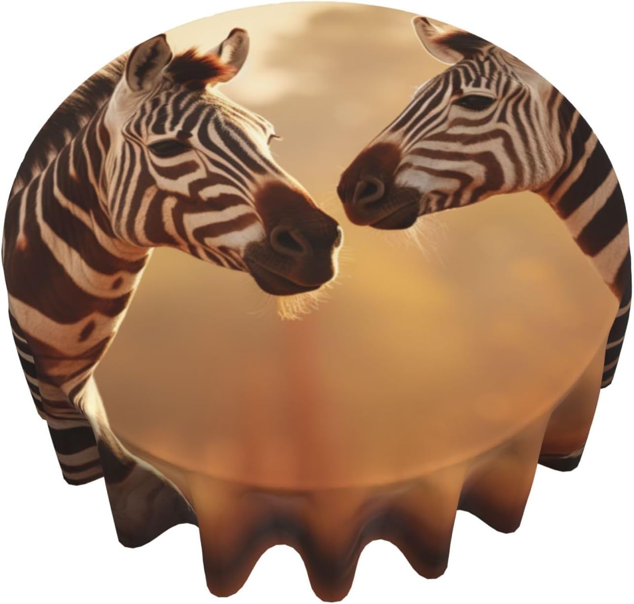 Zebra and Giraffe3 Print Wrinkle Free Dining Table Cover for Birthday Party Farmhouse Tablecloths Up to 60 x 60 Inches