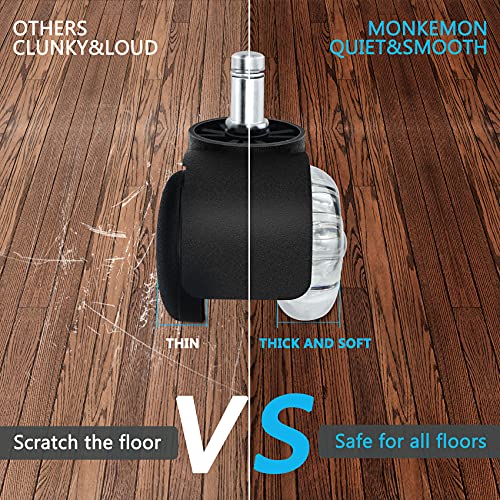 Office Chair Caster Wheels,Set Of 5, 2 In Double Casters, Twin Ball Bearing Replacement Computer Desk Chair Wheel, Heavy Duty Rubber Caster Smooth Quiet Rolling Safe Protection For All Floors #TOP2