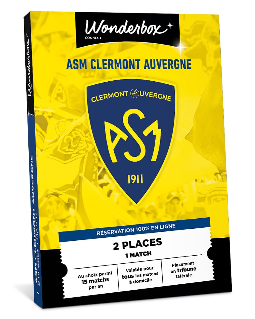 Wonderbox Connect - Coffret Cadeau - ASM Clermont Auvergne Classic - 2 places pour 1 match au choix - Parmi 15 matchs par an, valable sur tous les matchs à domicile - Validité 27 mois