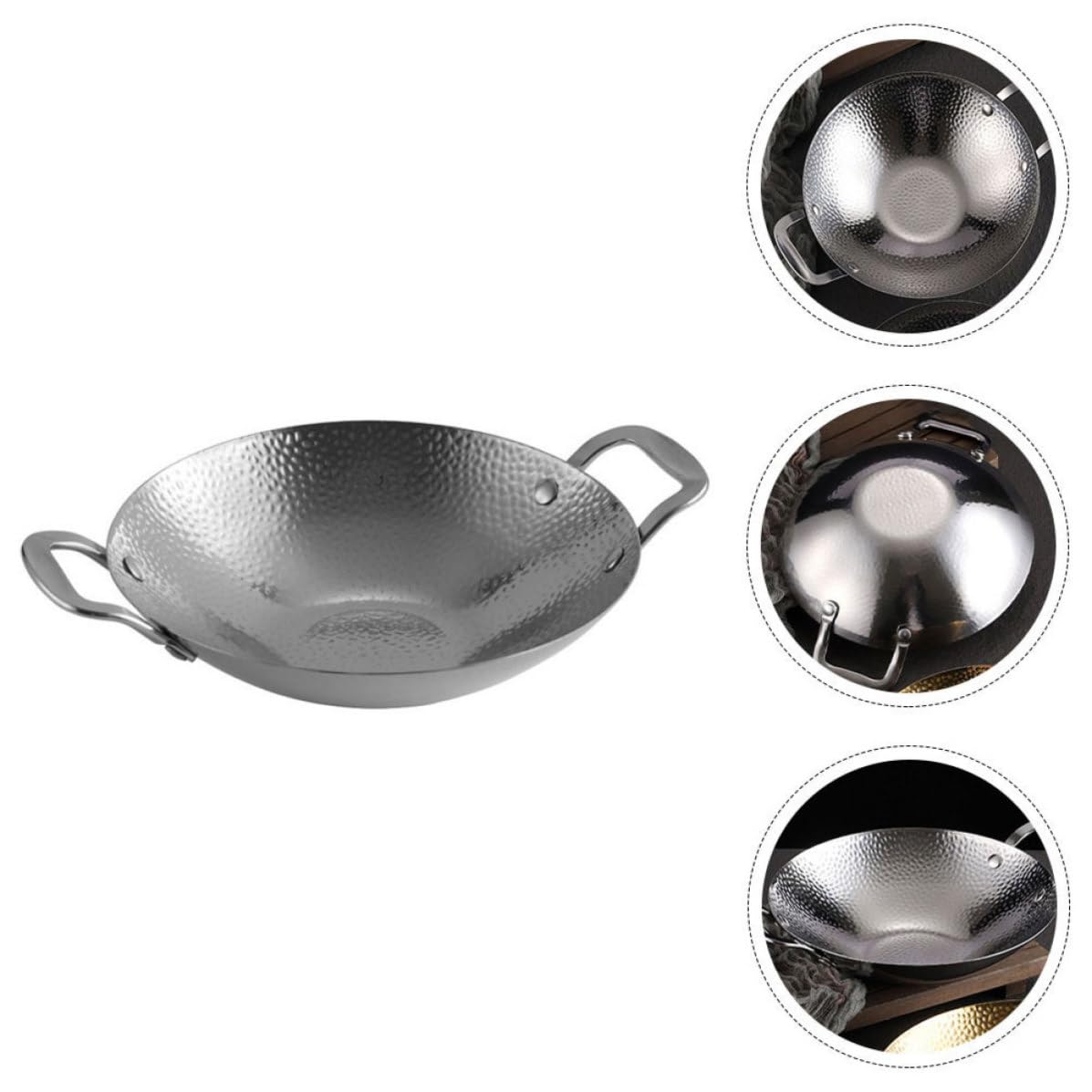 Pentola e Facile da Pulire con Doppio Manico Superficie Liscia in Inossidabile Wok e Barbecue per Cucina Domestica