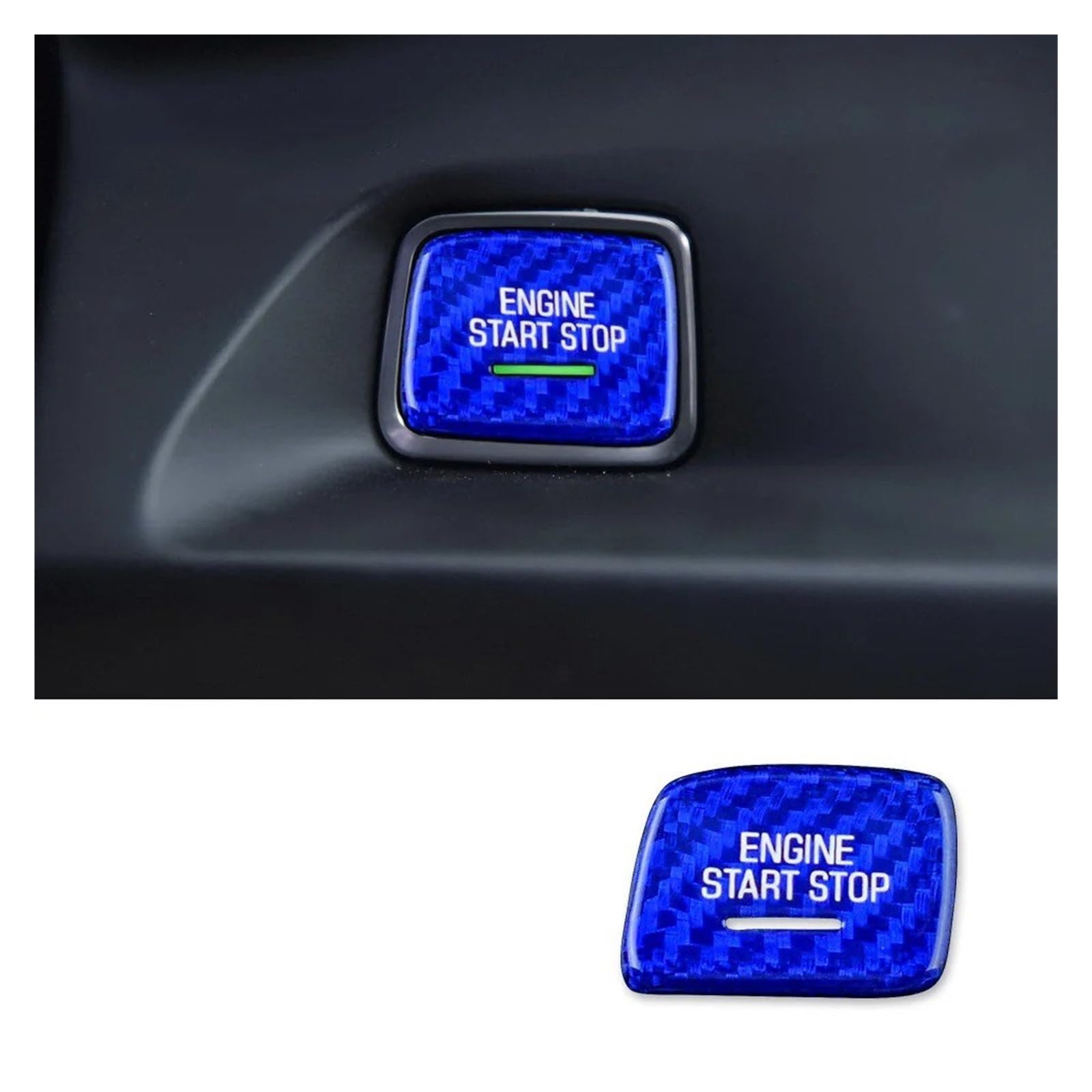 Car Accessory for Chevrolet for Corvette 2014-2019 for Camaro 2016-2020 Hard Carbon Fiber Ignition Engine Switch Button Sticker Interior Mouldings(A Blue)