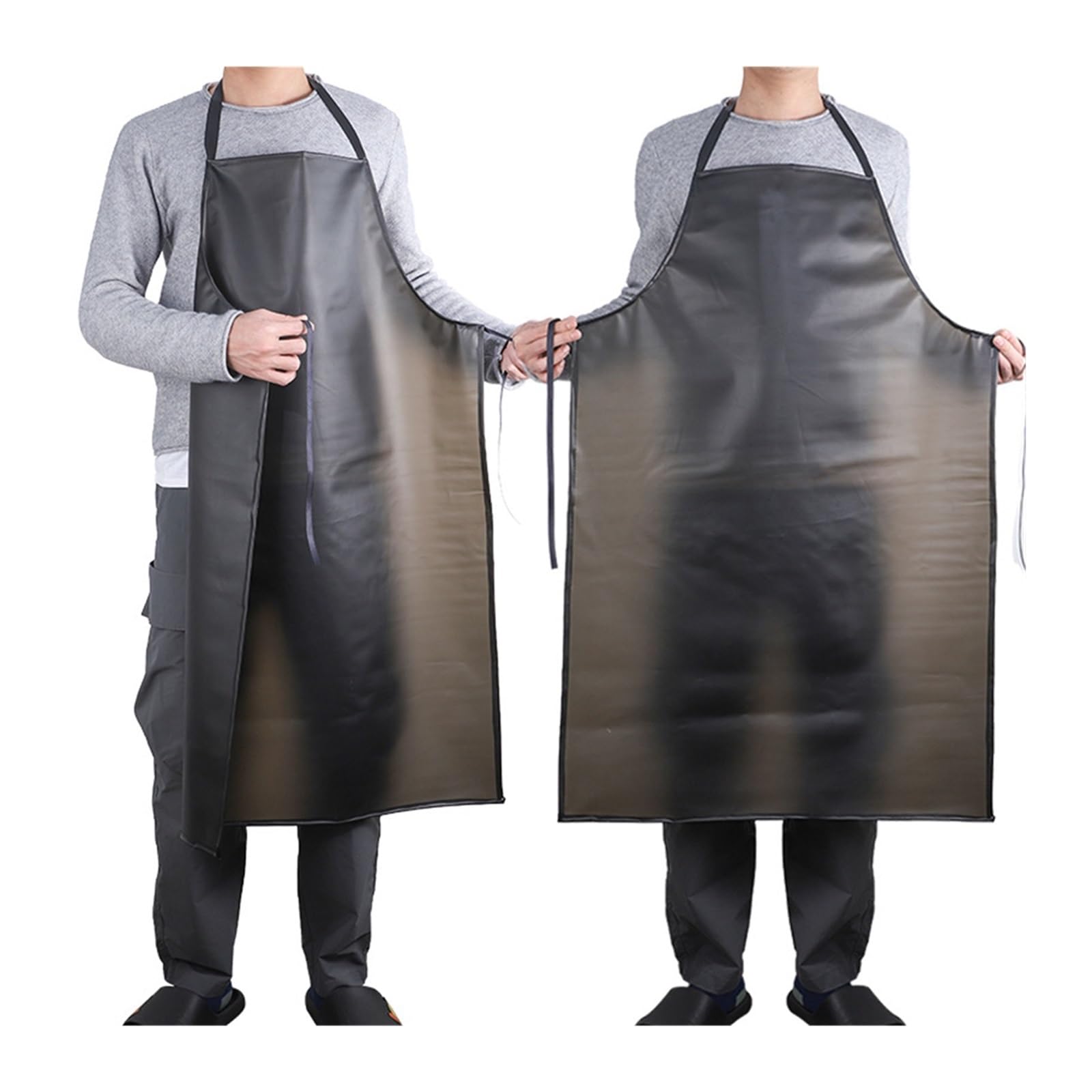 Générique Tablier imperméable à l'huile for Hommes et Femmes, Travail en PVC Noir, hôtel, boucherie Aquatique, Chef Alimentaire for Nettoyeur de Cuisine(XL 120x65cm)