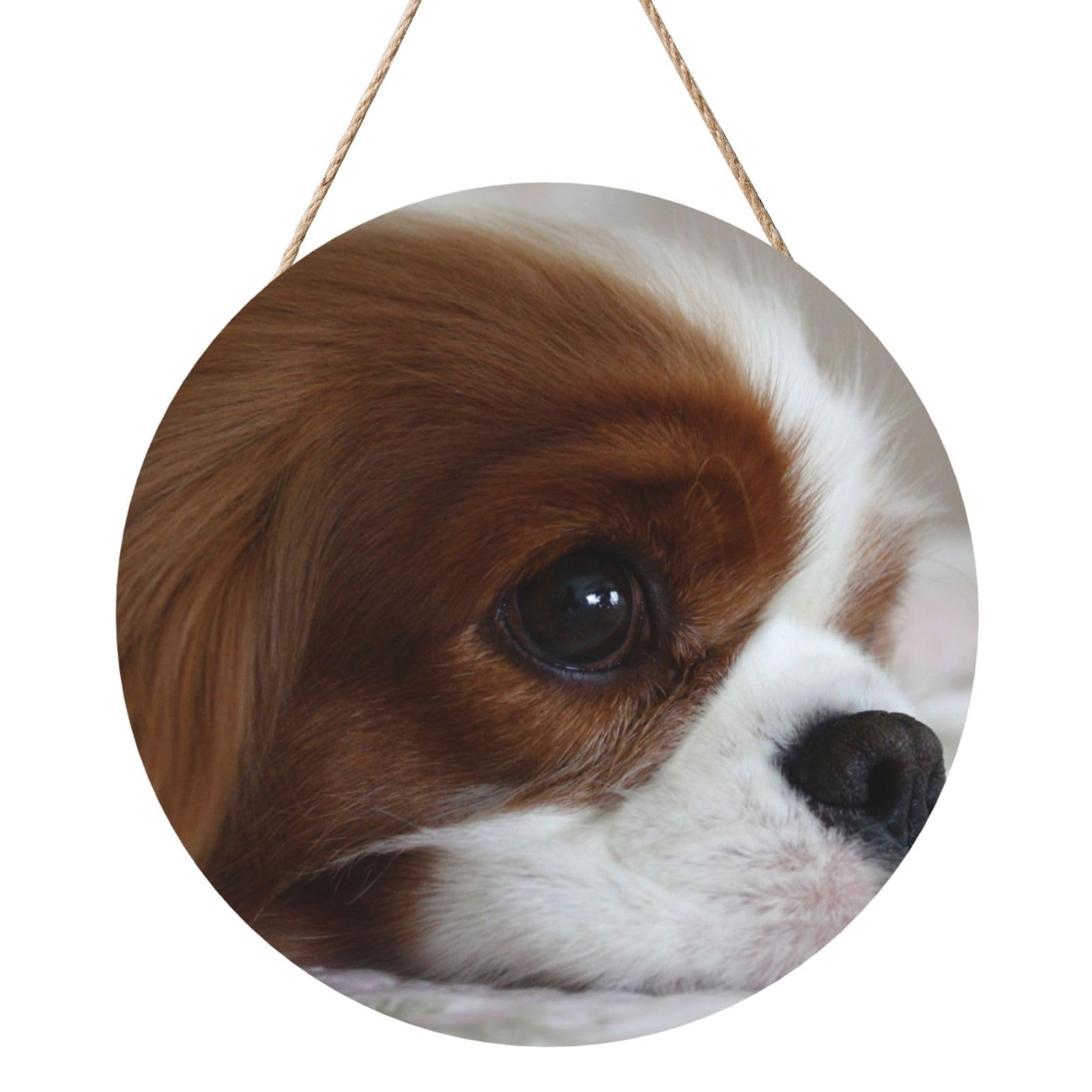 InOmak Cavalier King Charles Spaniel Pets Puppy Dogs, Round Wood Panel Painting 12 in, Wall Hanging Painting For Home