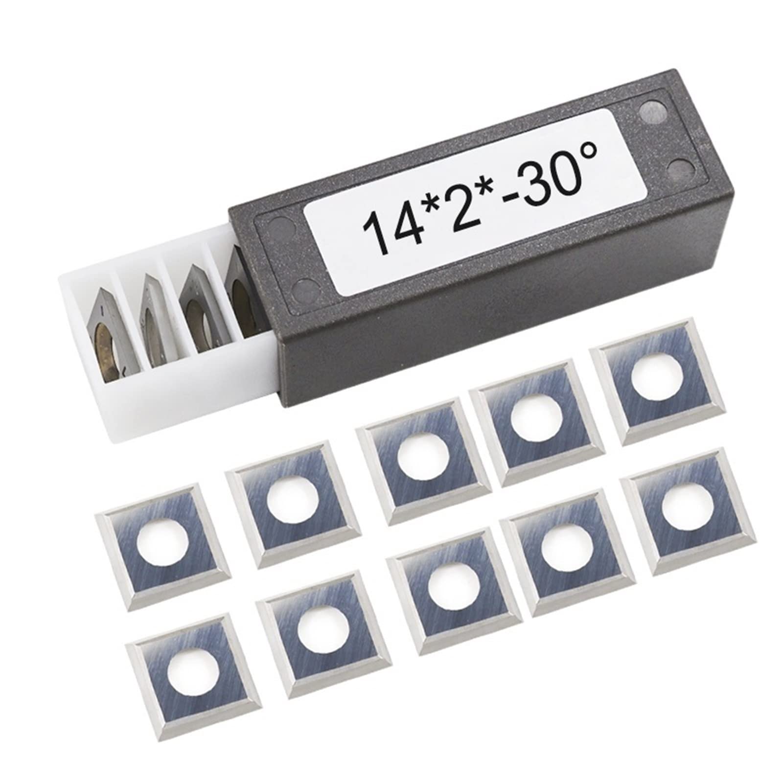 Płytki węglikowe do tokarek, 10 sztuk płytek tnących 10 sztuk płytek węglikowych frez 14x14x2mm 30 stopni 4 krawędzie kwadratowe zaokrąglone krawędzie ostrza do narzędzia tokarskiego do drewna(With Sc