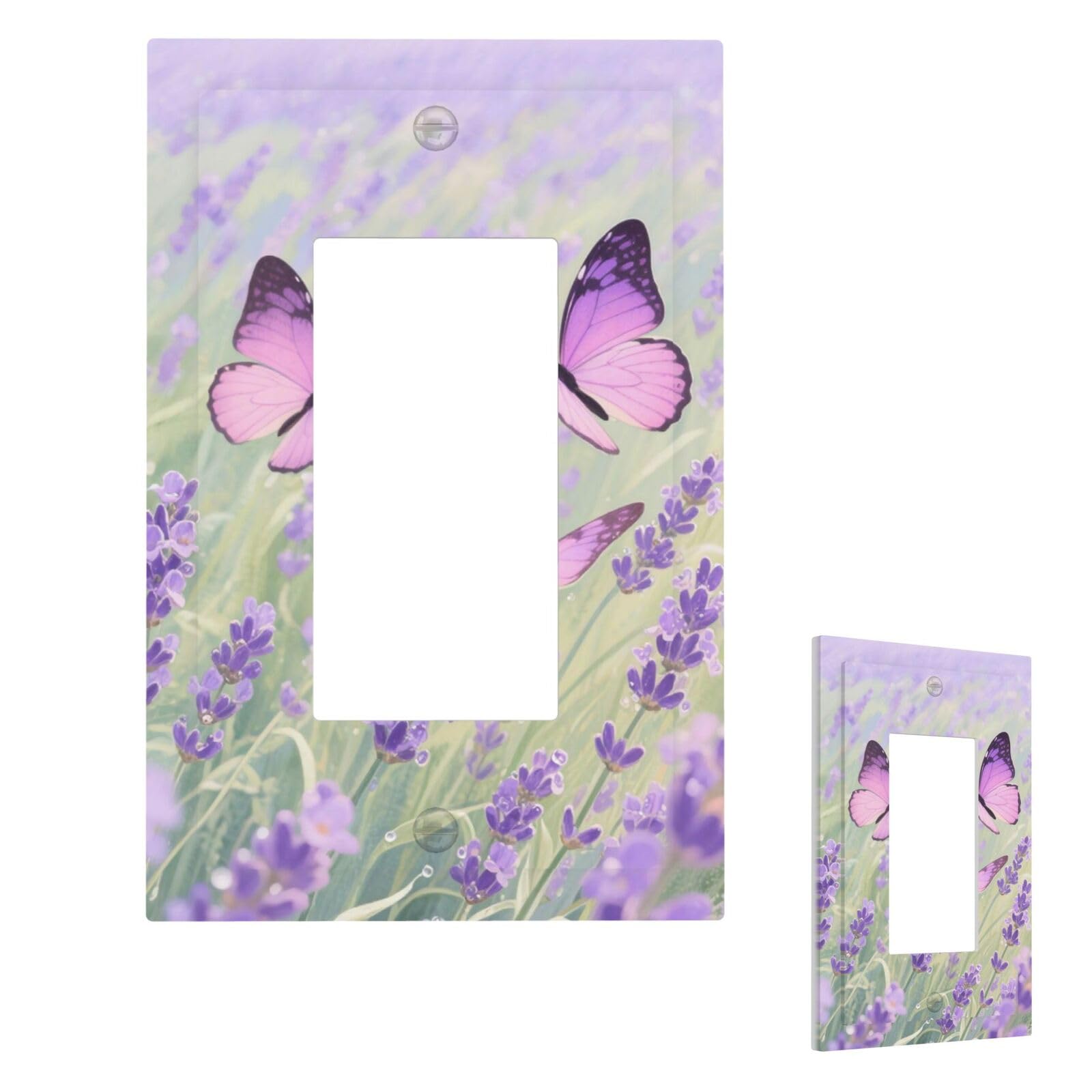 Fekiloot 1 Gang Butterfly Wall Plate Cover Modern Decorative Light Switch Cover Unbreakable Receptacle Outlet Covers For Living Room Bedroom Home Decor