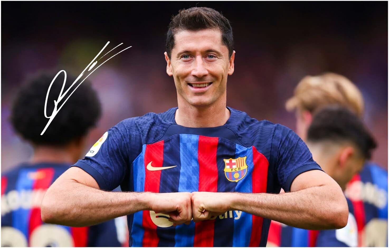 Robert Lewandowski - Barcelona Autograph Signed A4 Photo Print 1