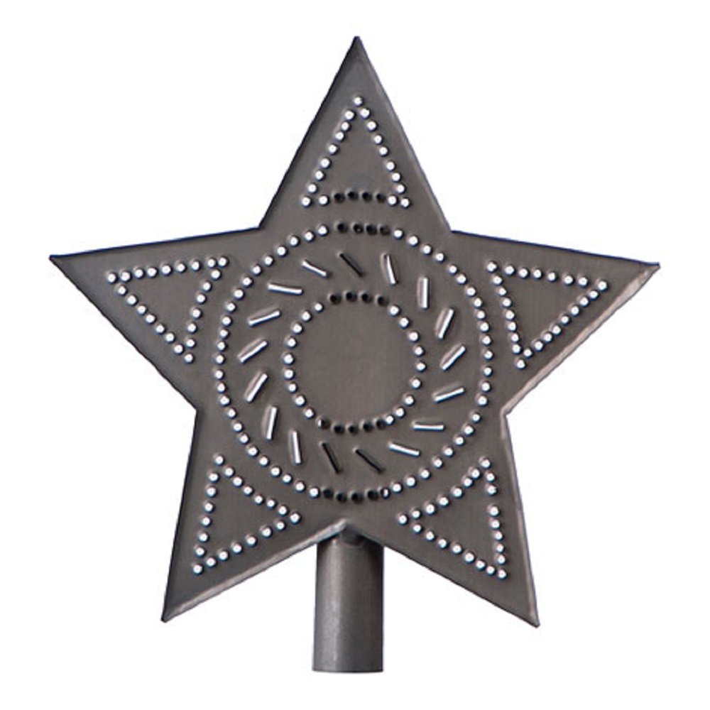 Irvin's Country Tinware Star Tree Topper in Blackened Tin Finish (Gray)