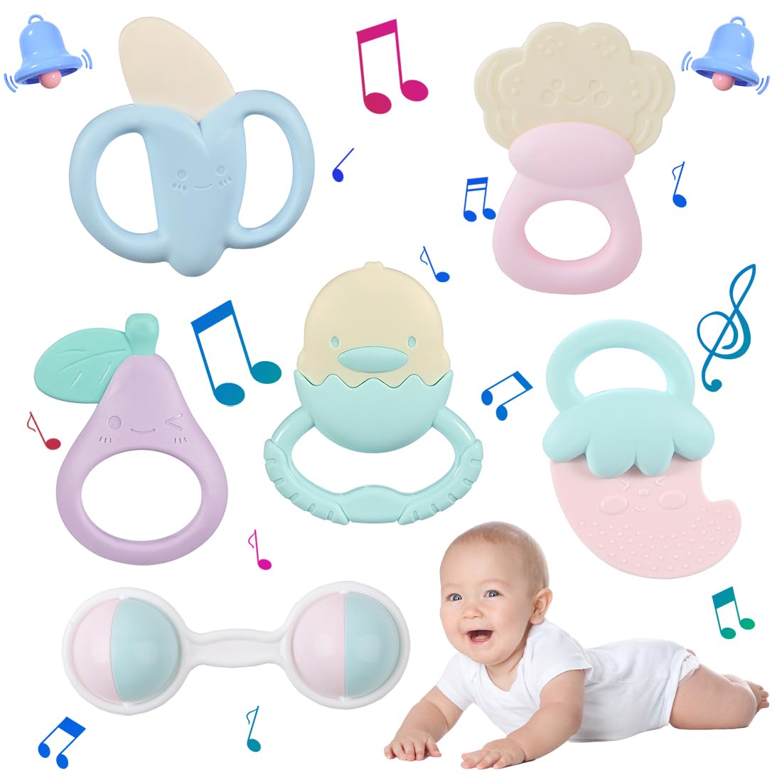 Juegos Para Bebés De 0 A 3, 6 Y 12 Meses, 6 Piezas De Sonajeros Para Bebés, Sonajeros Sensoriales Para Niños, Regalo Para Bebés