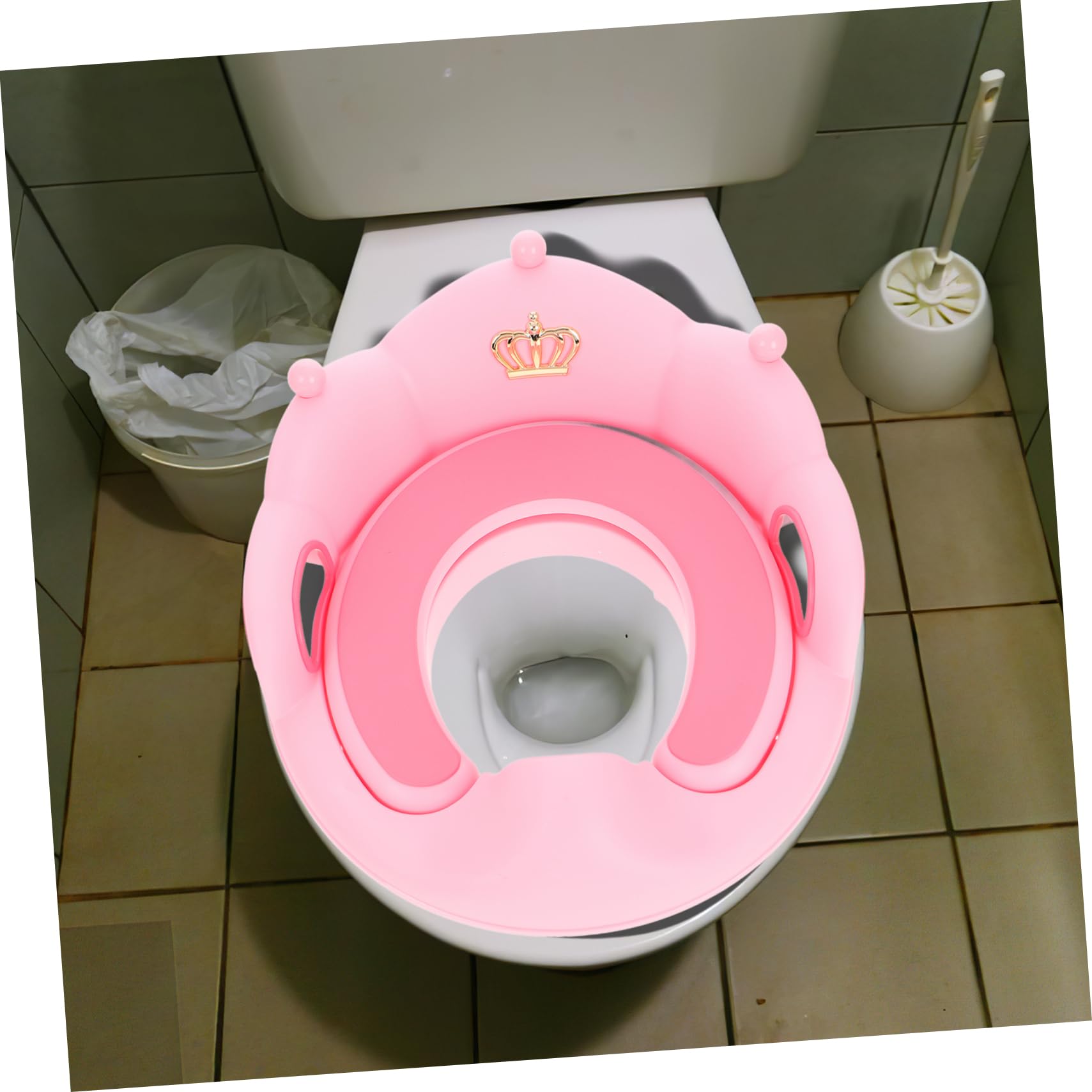 Asiento de Inodoro Infantil Grande Antideslizante con Cojín y Asas para Entrenamiento Niñas Portátil y Duradero Reductor de Wc para Bebés Rosa