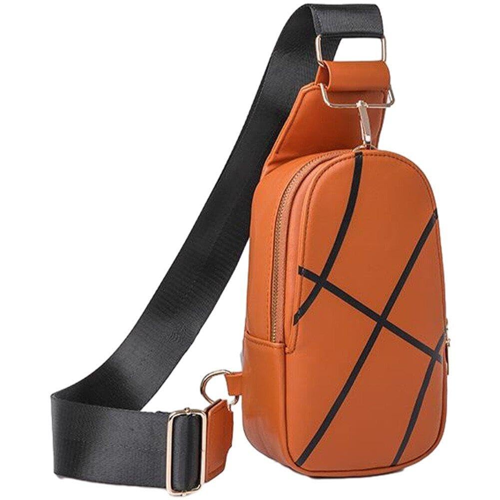 Sac à bandoulière imprimé basket et sac de poitrine réglable en cuir PU pour le sport urbain
