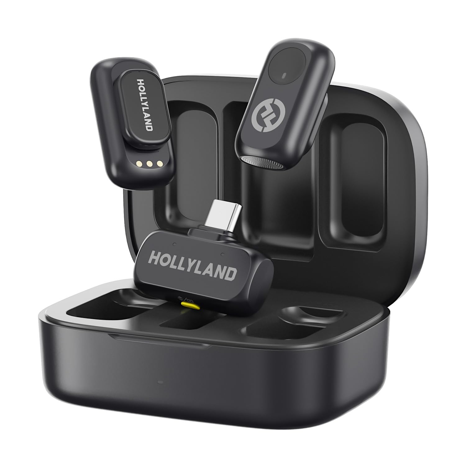 Hollyland Lark A1 Micrófono Inalámbrico con Audio, Conexión Estable de 200 m, Triple Reducción de Ruido, Larga Autonomía, 48 kHz/24 bit, para iPhone/USB-C, Vlog, Youtube, TikTok (Duo)