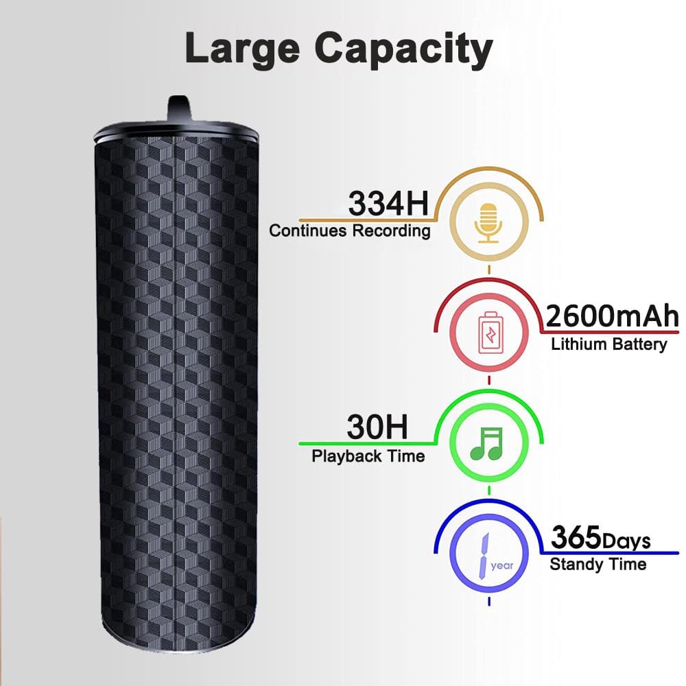Enregistreur vocal magnétique 64 Go, 25 jours d'enregistrement continu, rechargeable via USB, activation vocale, enregistrement One Touch, mini enregistreur vocal pour réunions, cours et interviews
