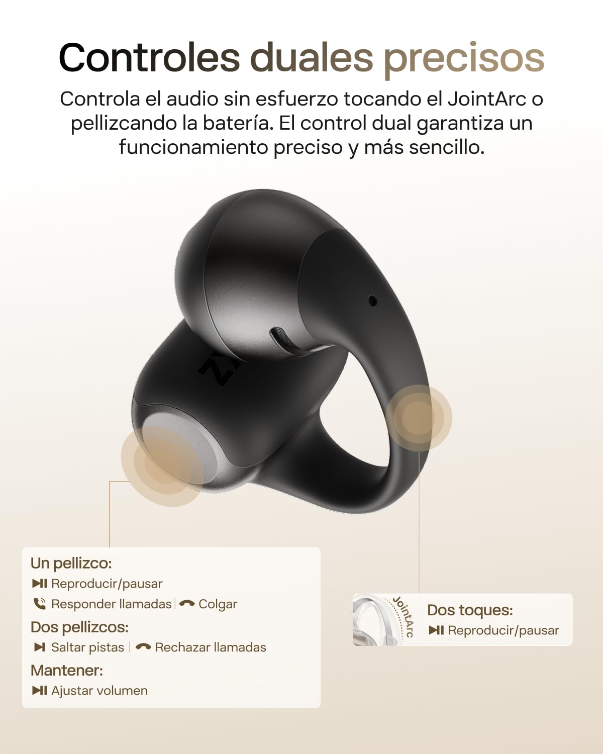 SHOKZ Auriculares Open-Ear Clip-on OpenDots 2,Dolby Audio,40h batería,Negro | con Grave Profundo | Reducción Ruido con IA | Bluetooth 6.1 | Resistentes al Agua IP57 | Carga rápida inalámbrica