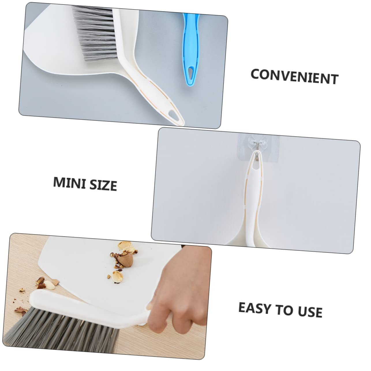 HAPINARY 1 Set Children's Dustpan Broom Mini Hand Dustpan Mini Garbage Container Broom with Dustpan Mini Desktop Cleaning Kit Small Cleaning Broom Mini Keyboard Broom White Pp