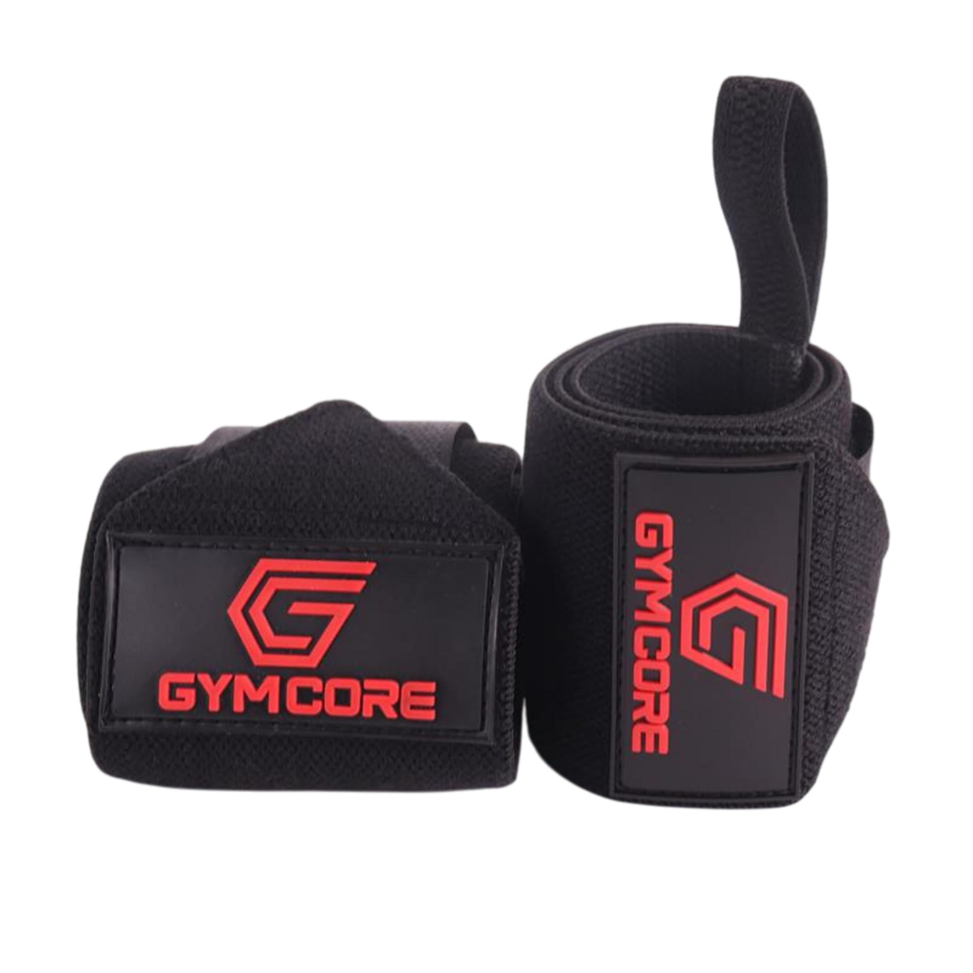 GYMCORE Wrist Wraps for Weight Lifting – Heavy-Duty Adjustable Straps with Thumb Loops for Support – Premium Cotton & Elastane – Reinforced Support for Gym, CrossFit, Powerlifting, Black