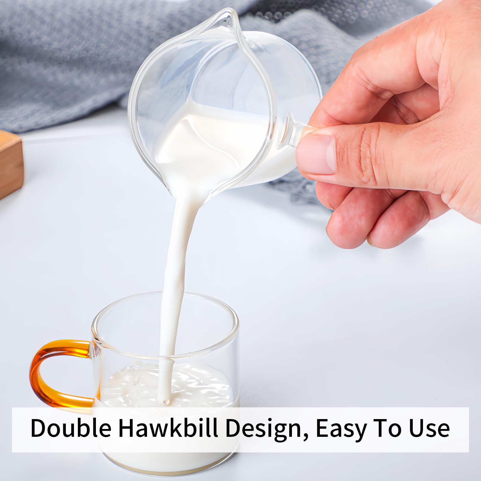 HOTUT 75ml Espresso Shot Glass, 2 Stuks Espresso Shotglas, Espressoglas Maatbeker met V-Vormige Mond, Dubbele Tuiten Maatbeker, Espresso Shot Glazen Cup, voor Thuis, Kantoor, Café, Melkbeker