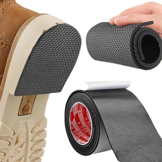 BLINE Adhesive Non-Slip Rubber Sole Protector & Mute Grip Sticker Grid Pattern Shoe Patches Sneaker Sole Protector for Boots Sandals (Black) (Pack Of 1)-image-4