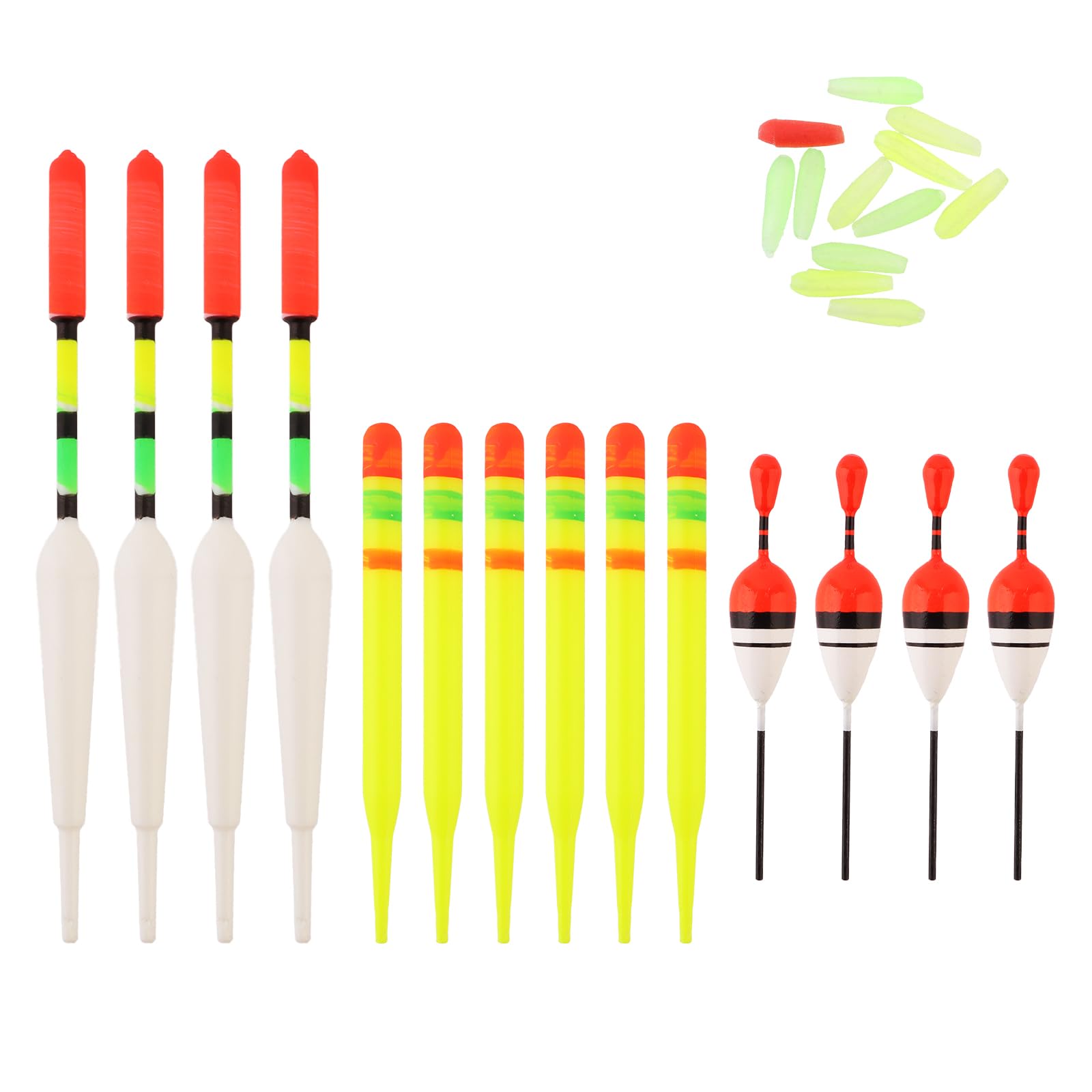 OriGlam 15pcs Fishing Float Tackle Set, Sea Fishing Floats Vertical Buoy Bobber, Fishing Bobbers Fishing Floats Assorted Size for Most Type Angling Fish Accessories
