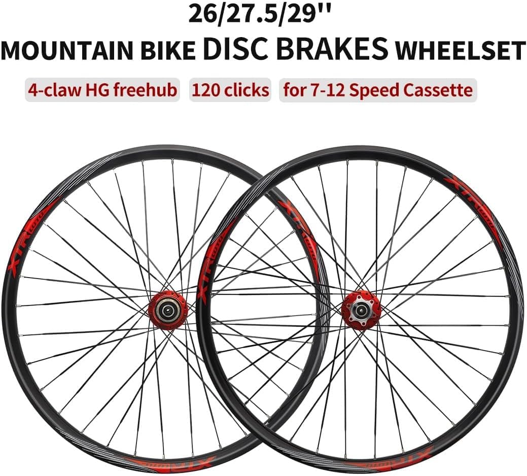 26 27,5 29 Zoll Mountainbike Laufradsatz Schnellspanner MTB Laufräder Scheibenbremse Ultraleicht 32H Radsatz 120 Klicks, Für 7-12S Kassette