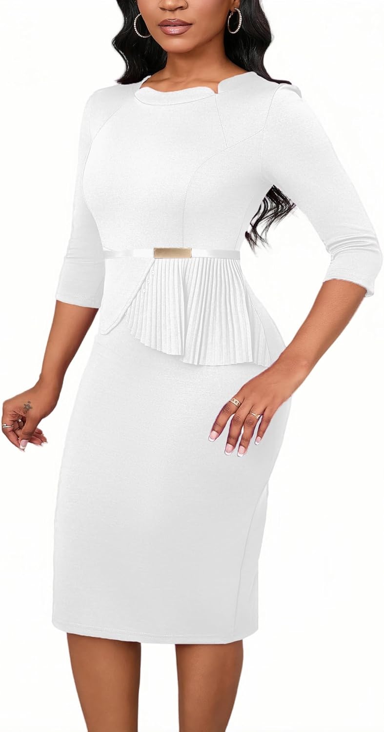 Business Casual Dress for Women Elegance Church Dresses Midi Bodycon Pencil Dress Office Modest Work Suiting Outfits - Image 2