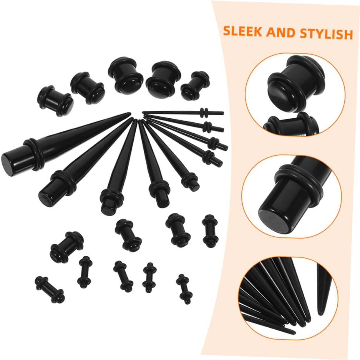 Didiseaon 46pcs Acrylic Ear Gauges Expander Taper Ear Stretching Kits for Gauges Party Earrings Piercing Supplies