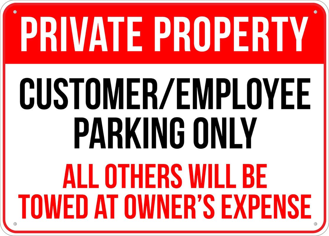 Customer Or Employee Parking Only Aluminum Metal Sign 12"x8" Premium Aluminum Sun-Proof Rust-Free For Home/Yard Use