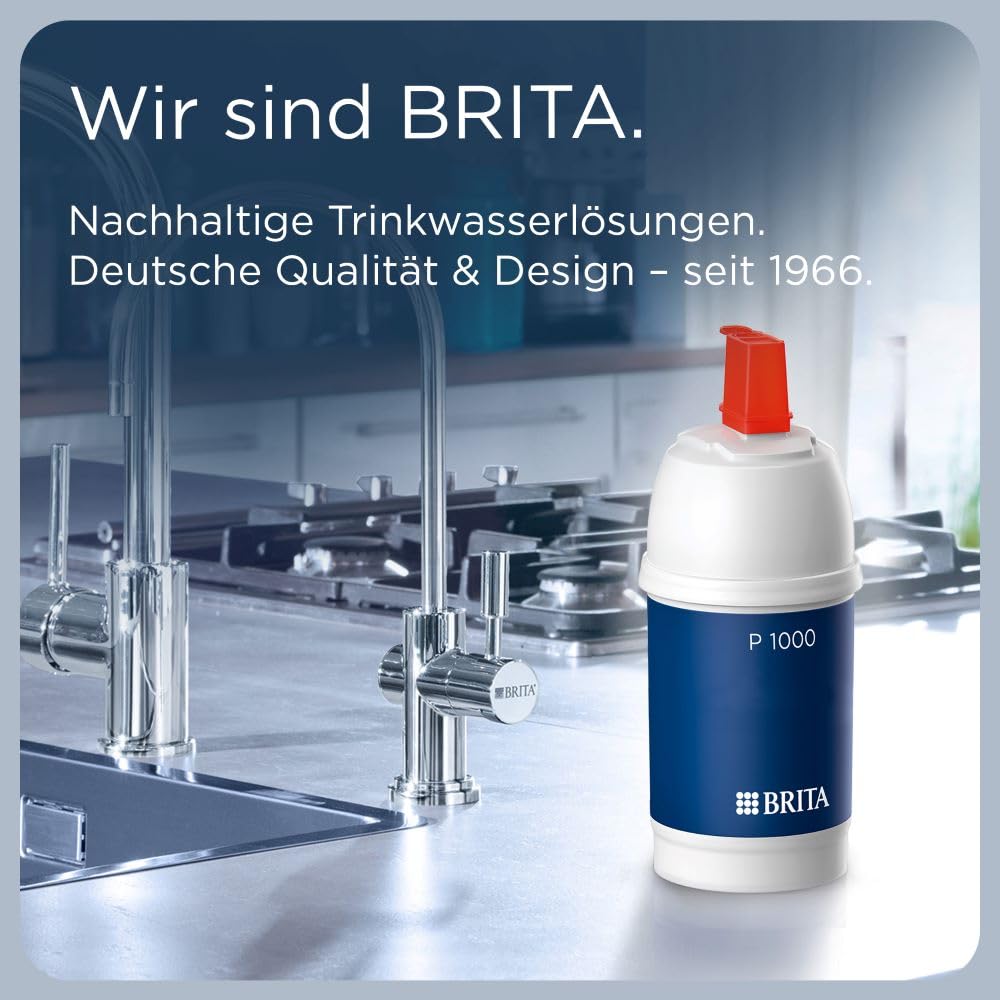 BRITA Wasserfilter Kartusche P1000 – Wasserfilter Wasserhahn für BRITA Armaturen mit Kalkfilter – reduziert Kalk, Chlor, Blei, Kupfer & geschmacksstörende Stoffe im Trinkwasser – filtert bis zu 1200l