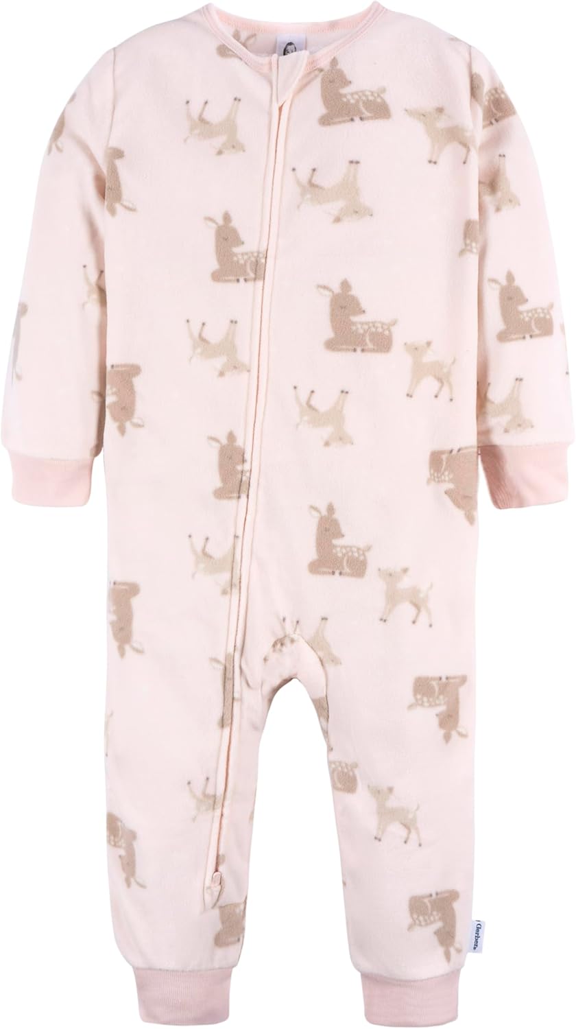 Gerber baby-girls Fleece Footless Pajamas 3-pack - Image 2