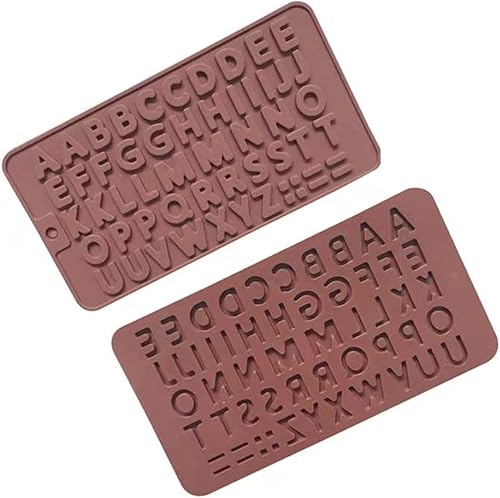 Moldes de silicona para chocolate con letras del alfabeto, 2 moldes antiadherentes para fondant, perfectos para decoración de pasteles, fiesta de